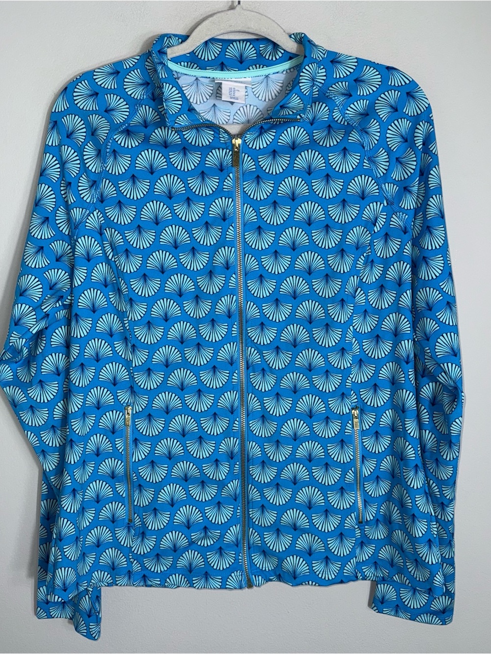 Sigrid Olsen Golf & Tennis Full Zip Activewear Jacket-Blue-Long Sleeve-XL